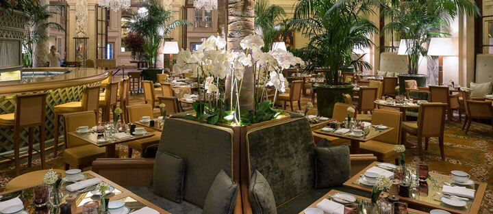 Interior design of the Palm Court restaurant The Palm Court restaurant interior design