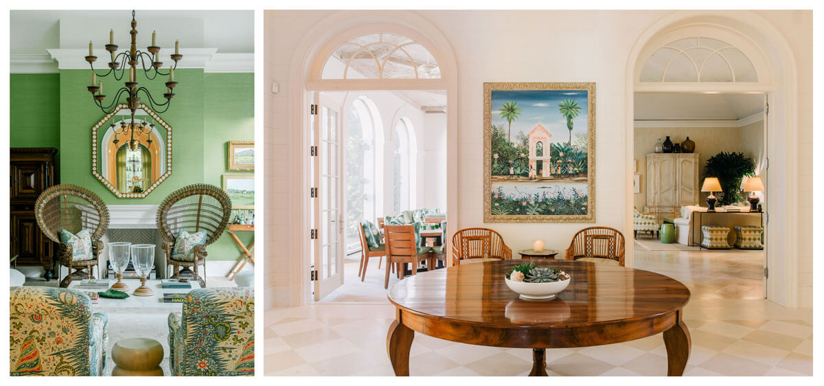 A light green dining room and light pink entrance room | Corcoran