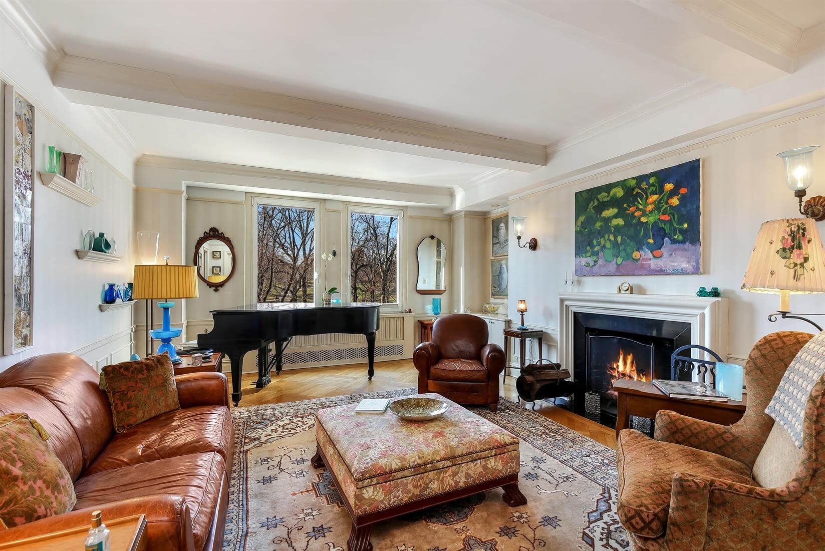 The living room of of a full-service co-op built in 1926 | Corcoran