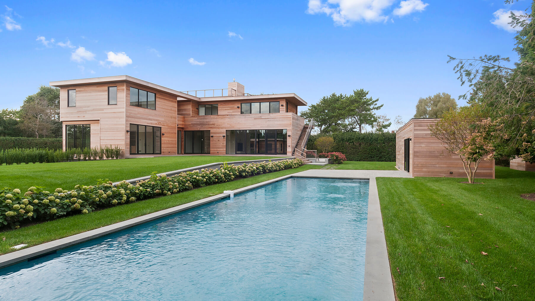 On Saturday or Sunday, make time to check out this modern manse at 77 Seascape Lane in Sagaponack.