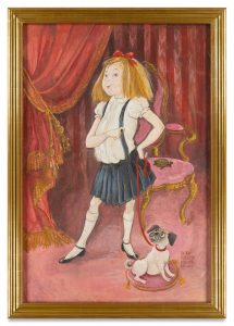 Hilary Knight's portrait of Eloise (with pug Weenie and turtle Skipperdee) is expected to sell for as much as $150,000. (Bonhams)