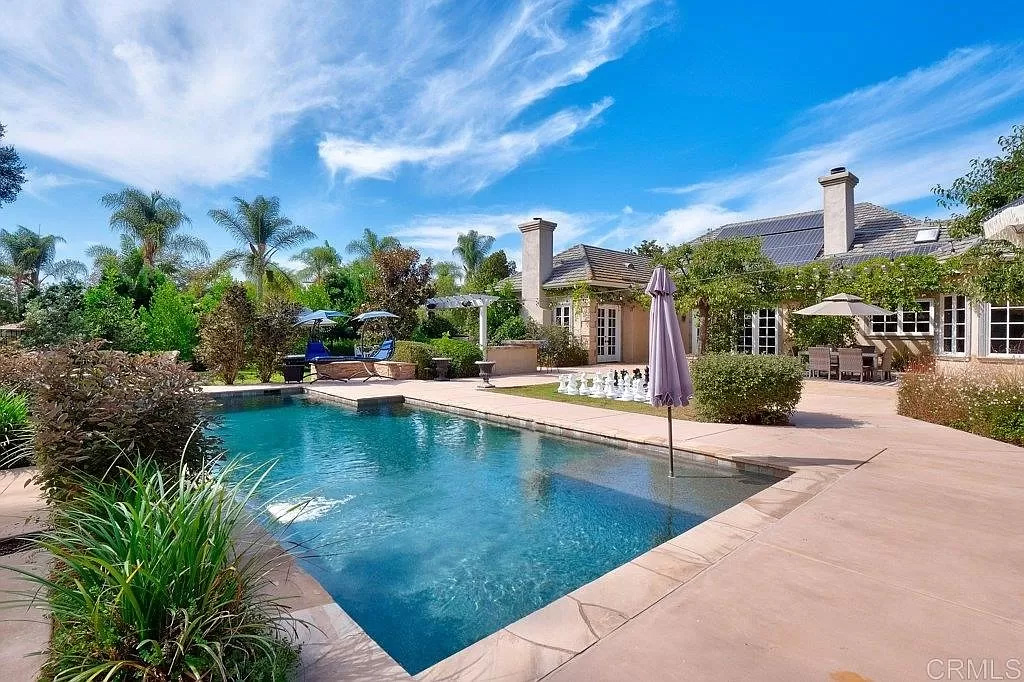 Pool in backyard of San Diego home