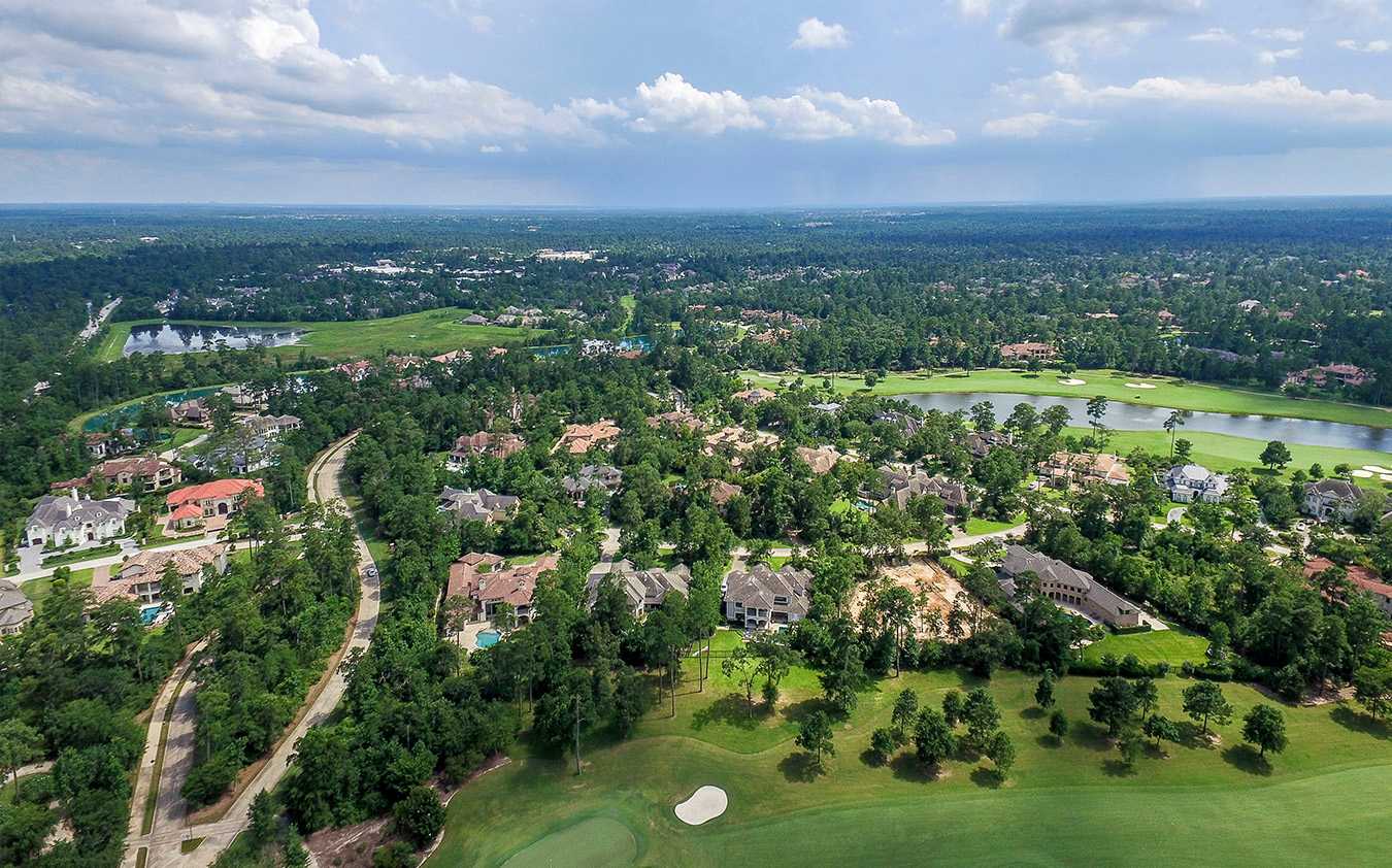 An aerial view of suburban homes in Texas.