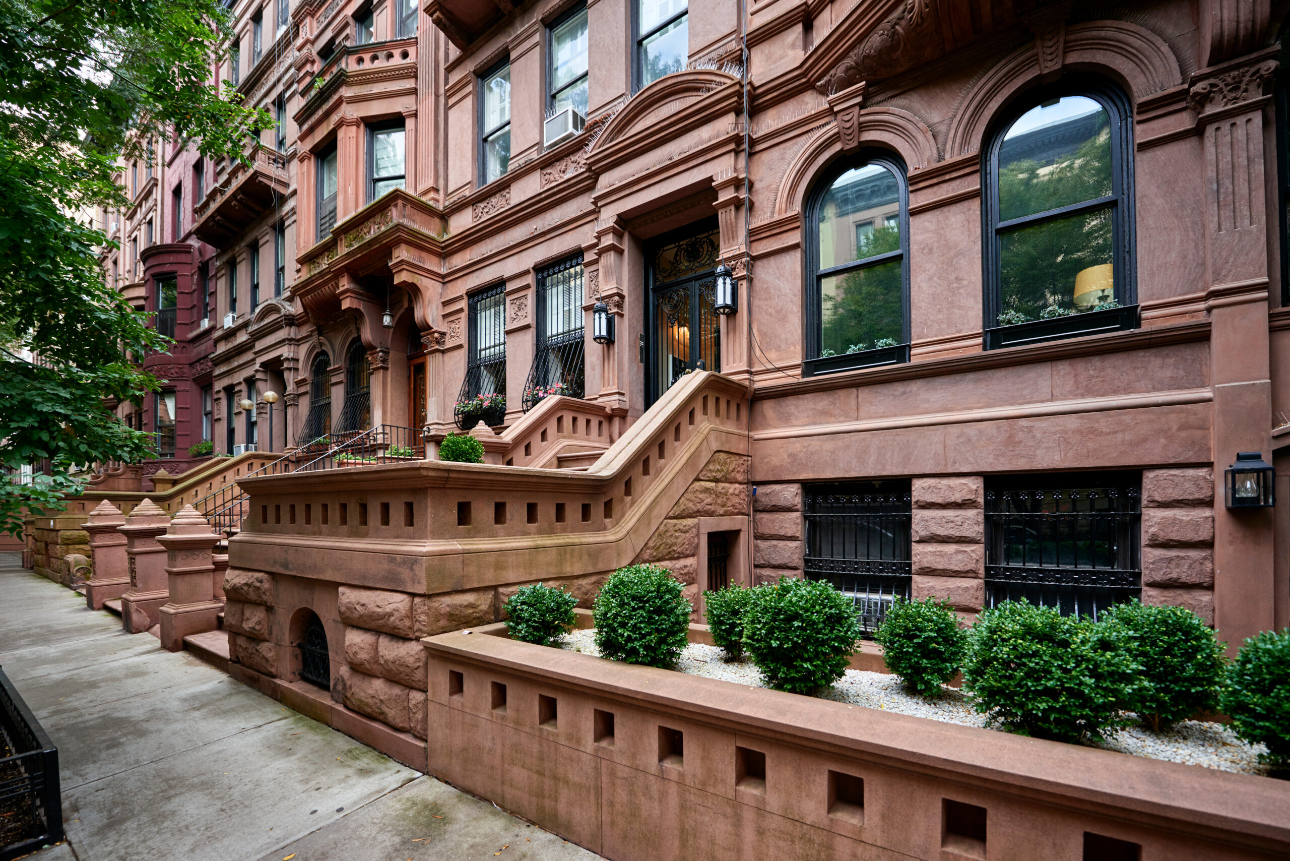 Italianate-style homes also known as brownstones in Brooklyn